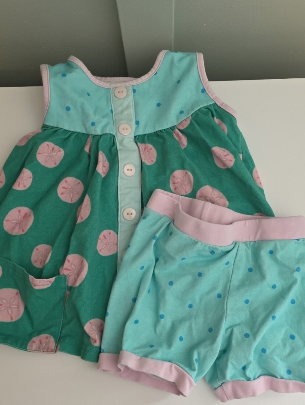 Sweethoney 3t smocked summer sand dollar seashell outfit set